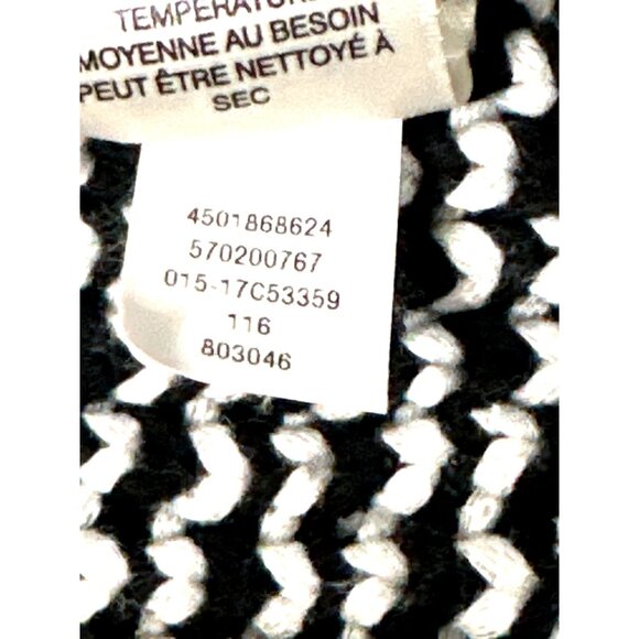 Chicos Black White Fringed Open Front Knit Cardigan Sweater 3/4 Sleeves Size 1 - Picture 8 of 13